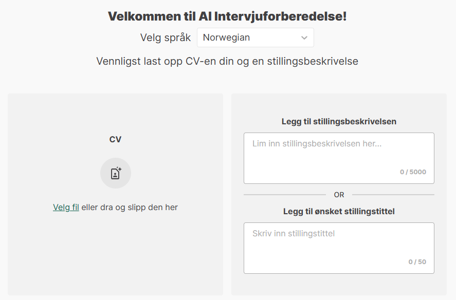 Chatintervju opplasting av CV