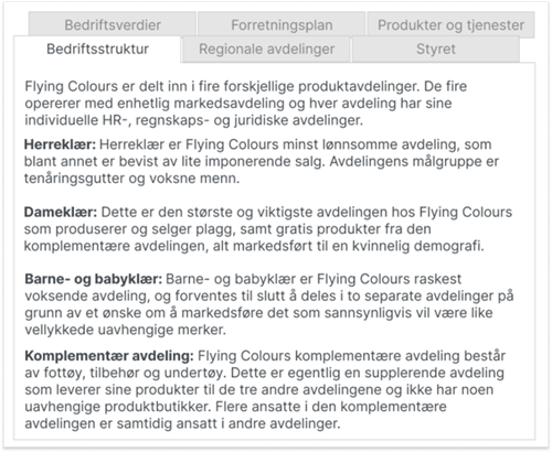 Eksempel fra øvelsestest i scales verbal